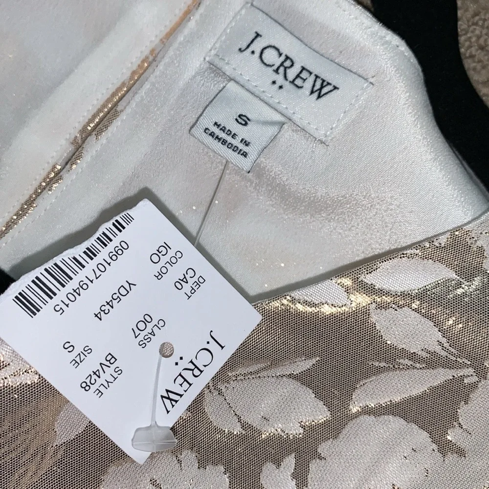 J.Crew‎ Jacquard Puff-Sleeve Top